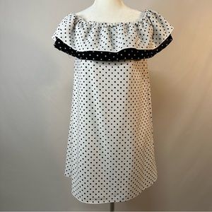Zara Tunic Dress Off Shoulder Sleeveless Polka Dot Black White Size M